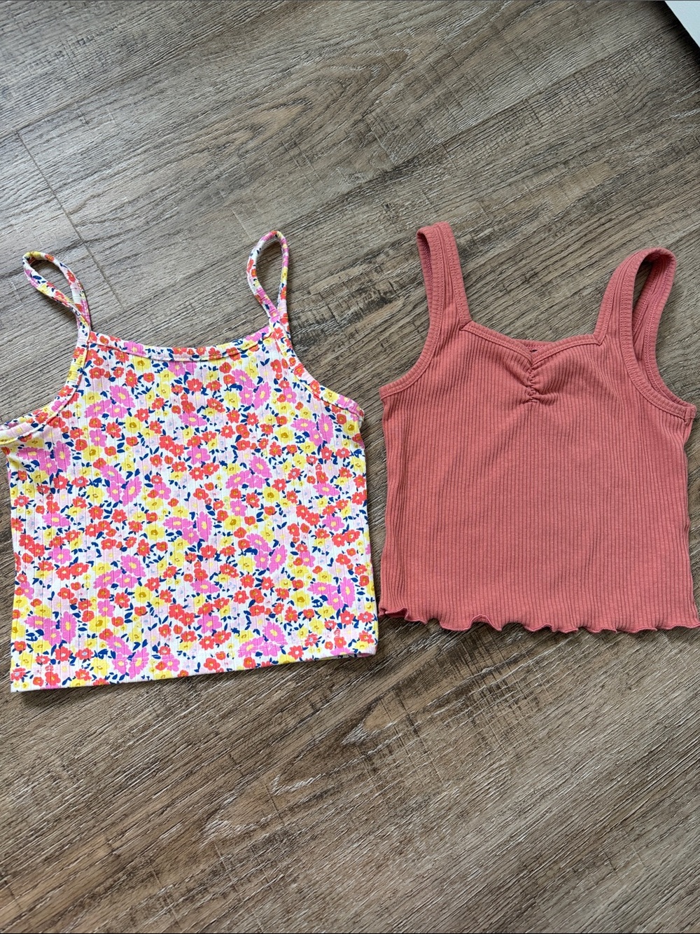 Old Navy Floral Multi-Color Cami & Dusty Rose Ribbed Tank Set